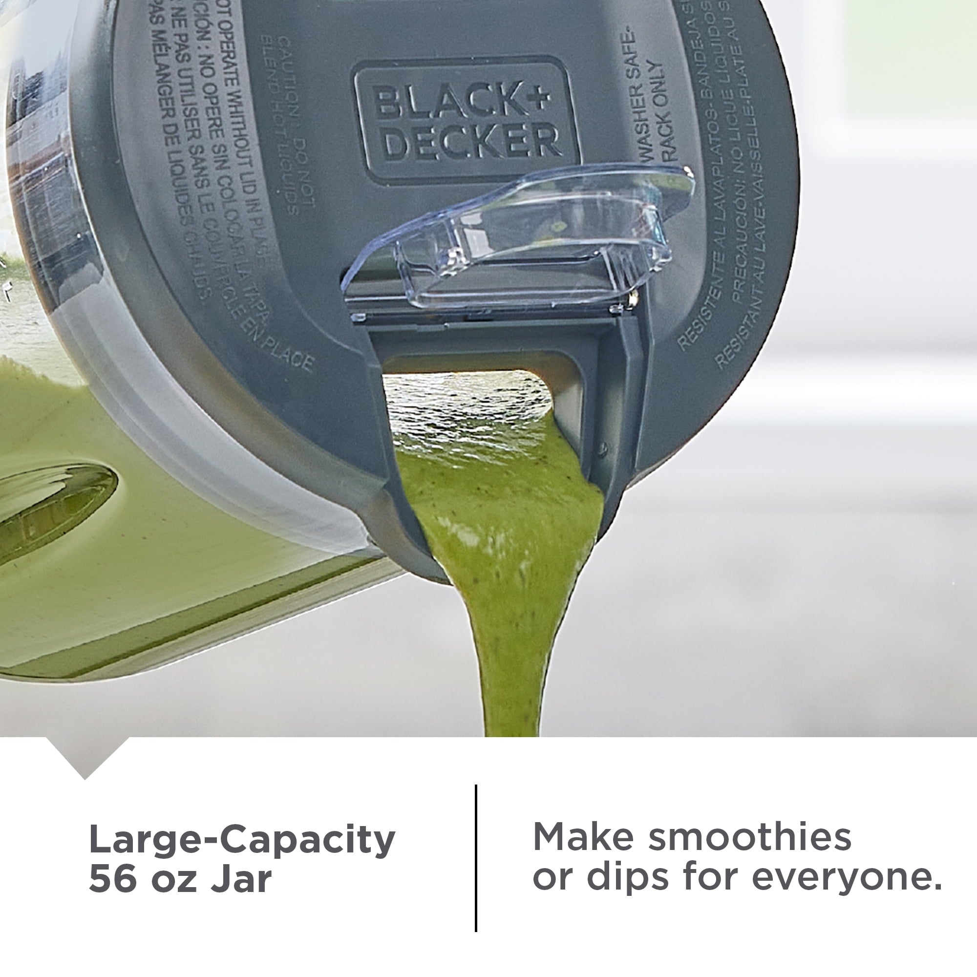 BLACK+DECKER Ice Crush Blender, 56 oz Plastic Jar, 750W, 6-Tip Blade, 8 Speeds + Pulse