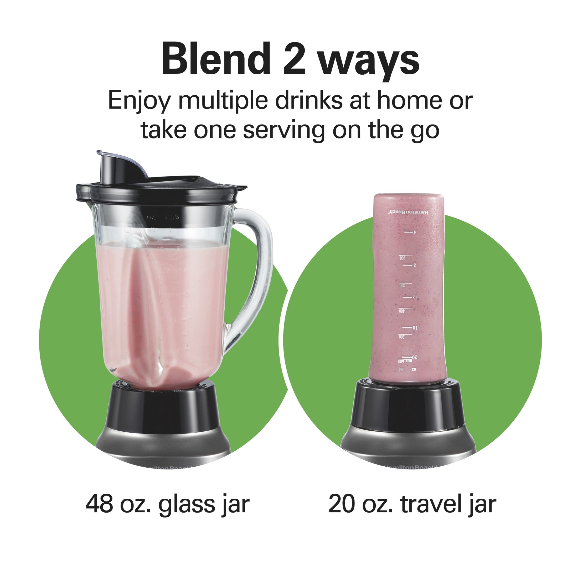 Hamilton Beach 3-in-1 Electronic Kitchen System, Smoothie Blender with 48 oz. Glass Jar, Food Processor Attachment and 20 oz. Travel Jar